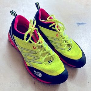 The North Face, ultra kilowatt, women’s shoes, size 8.5, neon green, pink, navy